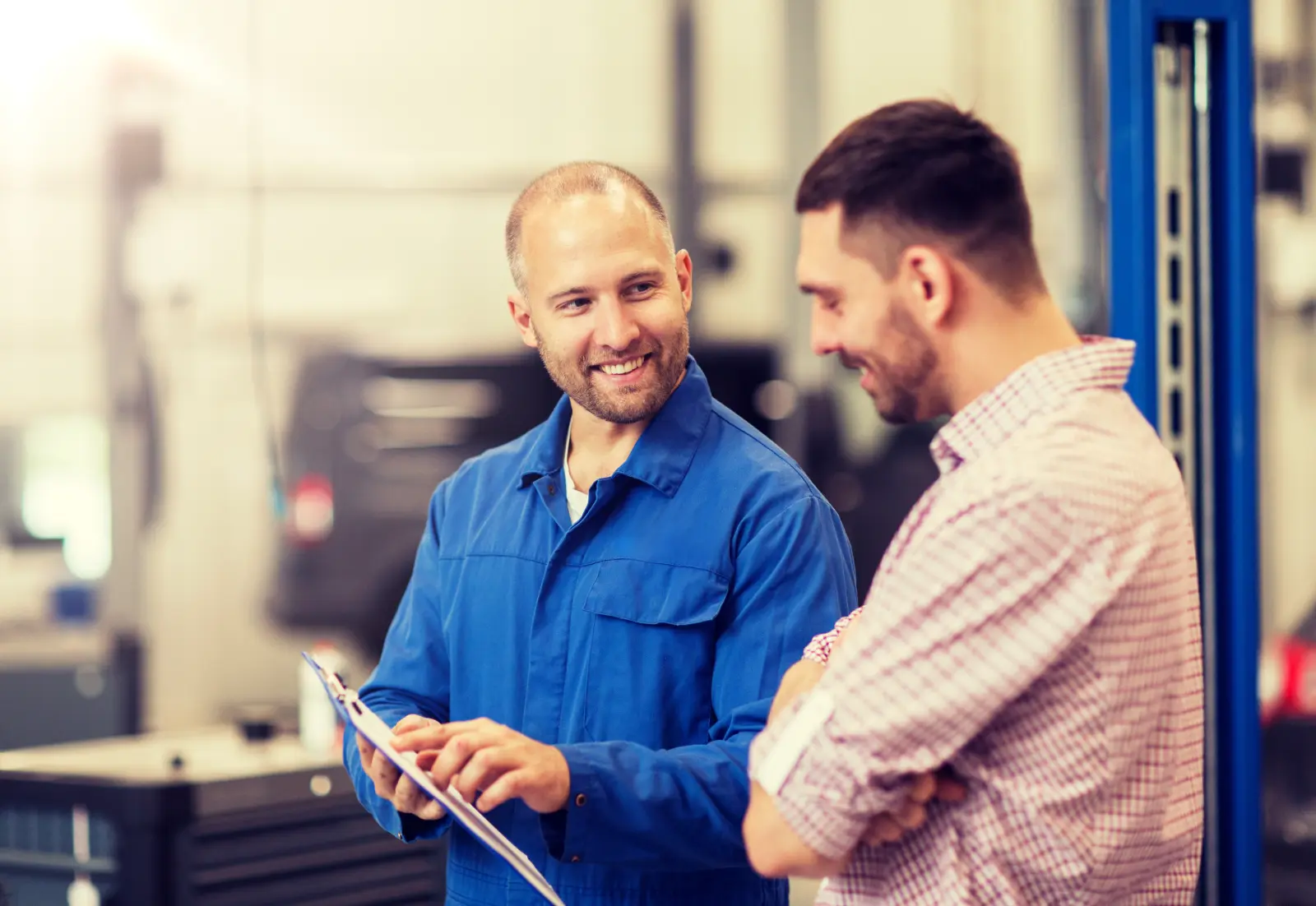 A Patriot engine specialist walking a customer through his options